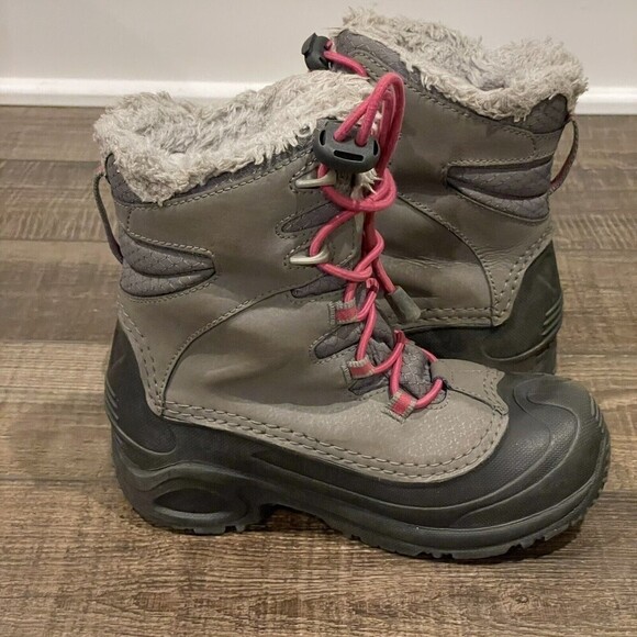 COLUMBIA Girls Youth Sz 2 Gray Waterproof Insulated Winter Snow Boots Gray Pink - Picture 5 of 8